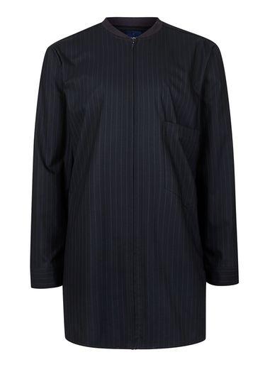 Topman Mens Blue Lux Navy Pinstripe Longline Shirt