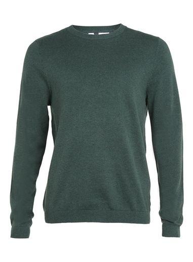 Topman Mens Dark Green Marl Crew Neck Sweater