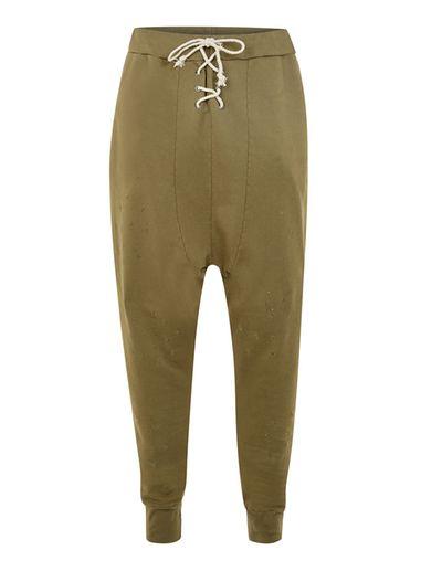 Topman Mens Green Granted Khaki Distressed Joggers*