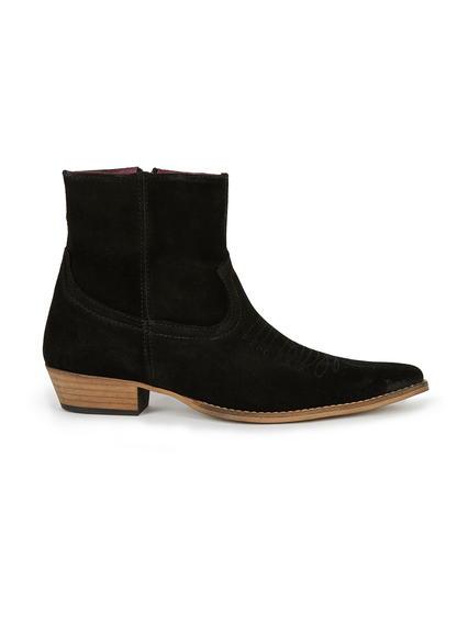 Topman Mens Black Suede Western Boots