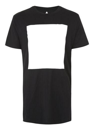 Topman Mens Black Square Print Longline T-shirt