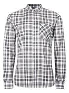 Topman Mens Black And White Check Slim Fit Casual Shirt