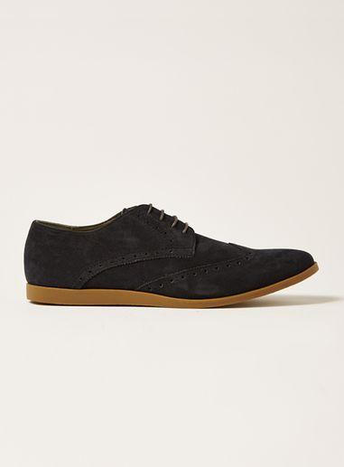 Topman Mens Navy Faux Suede Slate Brogues