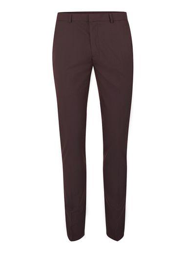 Topman Mens Burgundy Textured Twill Ultra Skinny Fit Dress Pants