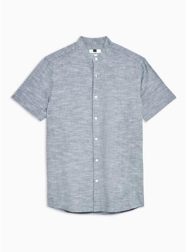 Topman Mens Grey Denim Chambray Slim Shirt