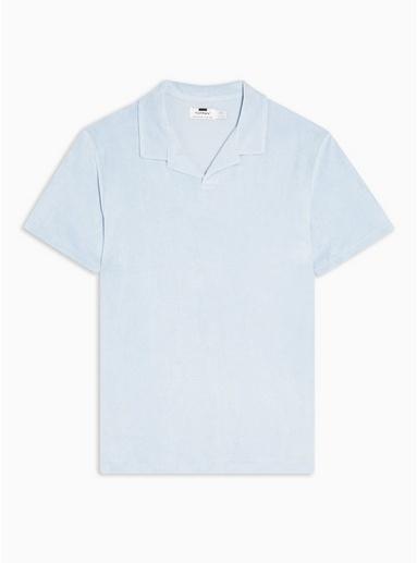 Topman Mens Light Blue Twill Revere Polo