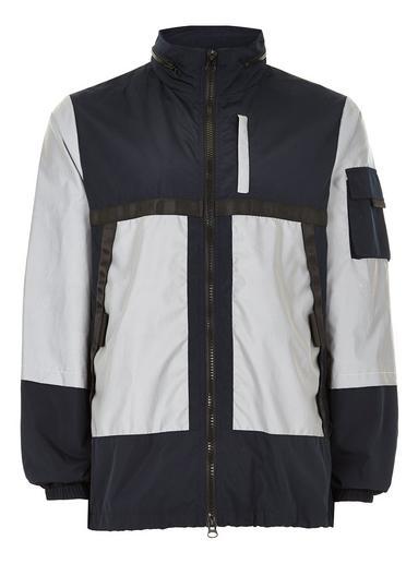 Topman Mens Navy Reflective Tech Jacket