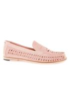 Topman Mens Pink Suede Woven Loafers