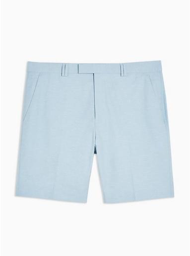 Topman Mens Blue Dress Shorts With Linen