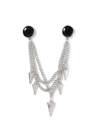 Topman Mens Black Antique Look Spike Drop Chain Collar Tips*
