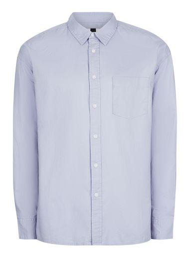 Topman Mens Grey Lilac Long Sleeve Oxford Shirt