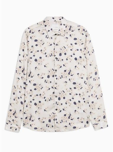 Topman Premium Mens Topman Premium Grey Floral Print Slim Shirt
