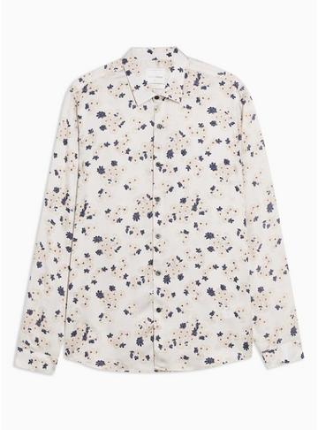 Topman Premium Mens Topman Premium Grey Floral Print Slim Shirt