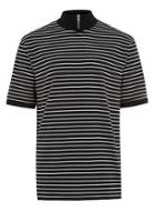 Topman Mens Black Stripe Turtle Neck Zip T-shirt