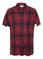 Topman Mens Red Check Oversized Short Sleeve Casual Shirt