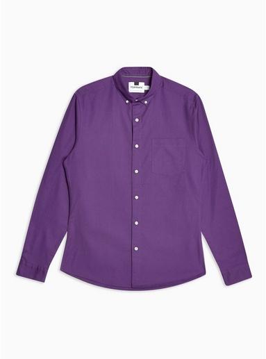 Topman Mens Purple Stretch Skinny Oxford Shirt