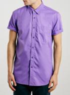 Topman Mens Purple Soft Twill Short Sleeve Casual Shirt
