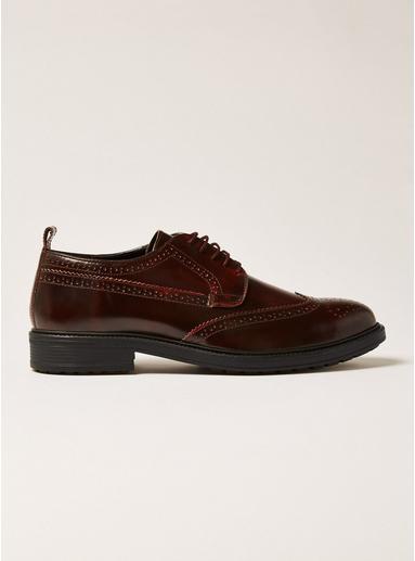 Topman Mens Red Burgundy Leather Baron Brogues