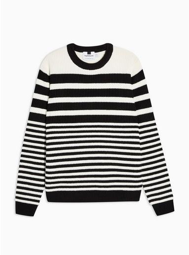 Topman Mens Multi Black And White Stripe Jumper