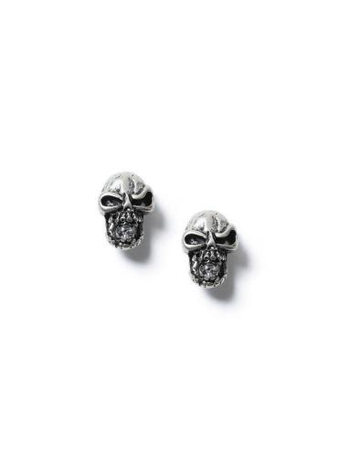 Topman Mens Silver Skull Earrings