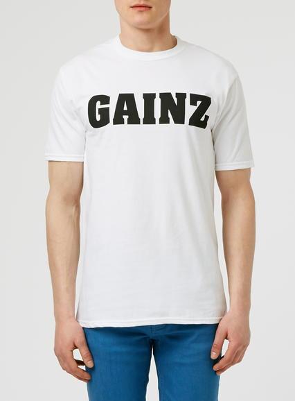 Topman Mens White Gains Slogan Print T-shirt