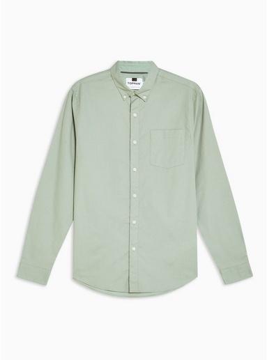 Topman Mens Green Sage Stretch Skinny Oxford Shirt