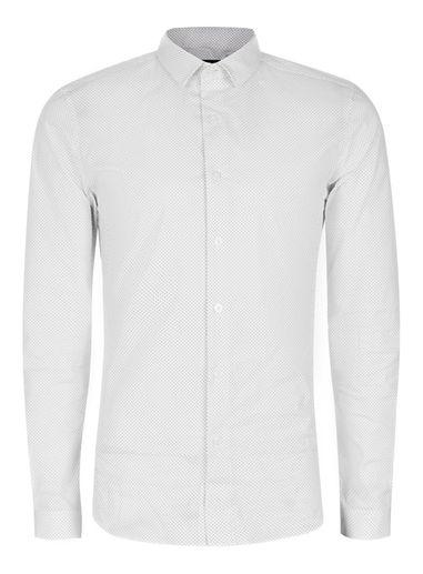 Topman Mens Blue White Pindot Dress Shirt