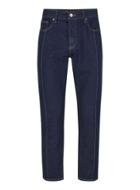 Topman Mens Blue Indigo Front Seam Tapered Jeans