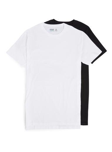 Topman Mens Multi White/black Longline Fit T-shirt 2 Pack