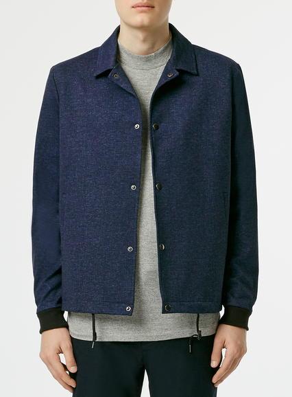 Topman Mens Blue Navy Jersey Tailored Coach Jacket