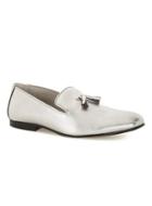 Topman Mens Silver Metallic Leather Loafers