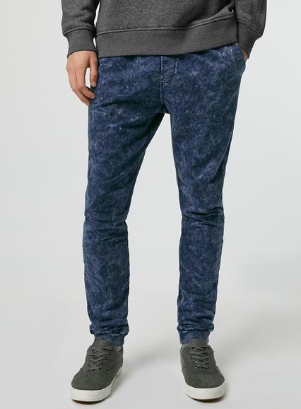 Topman Mens Blue Acid Wash Jogger