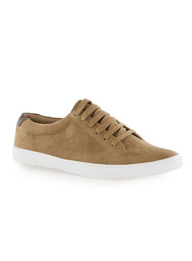 Topman Mens Brown Beige Faux Suede Sneakers