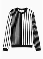 Topman Mens Black And White Vertical Stripe Jumper