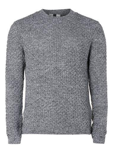Topman Mens Black And White Twist Crew Neck Sweater