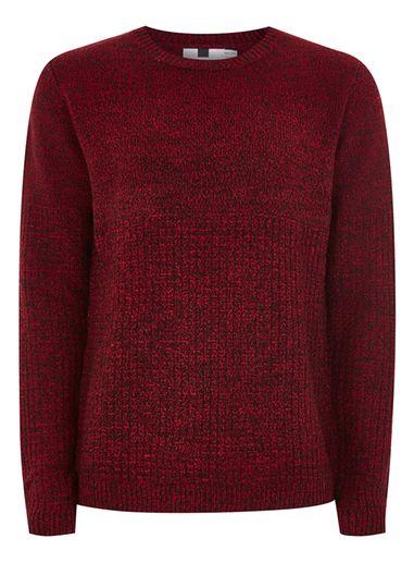 Topman Mens Red And Black Twist Grid Sweater