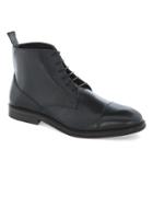 Topman Mens Black Leather Lace Toecap Boots