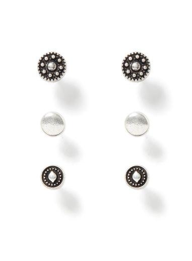Topman Mens Antique Silver Look Engraved Earrings Pack*