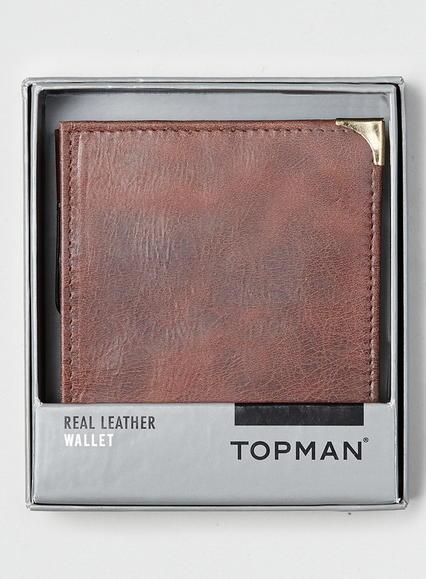 Topman Mens Red Burgundy Leather Wallet