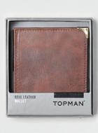 Topman Mens Red Burgundy Leather Wallet
