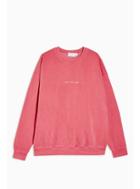 Topman Mens Holiday Red Wash Ho Ho Ho Sweatshirt
