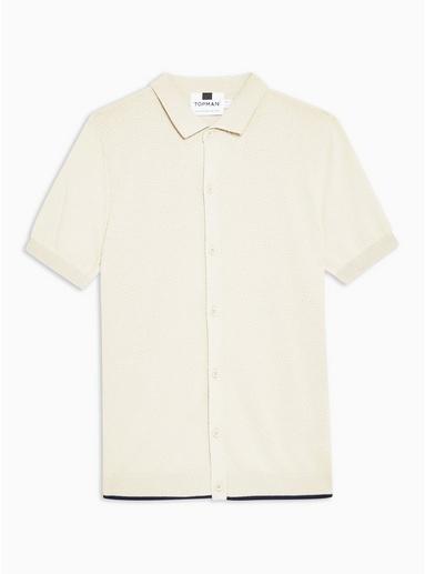 Topman Mens Beige Stone Button Down Polo