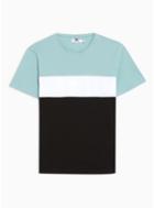 Topman Mens Black And Blue Panel T-shirt