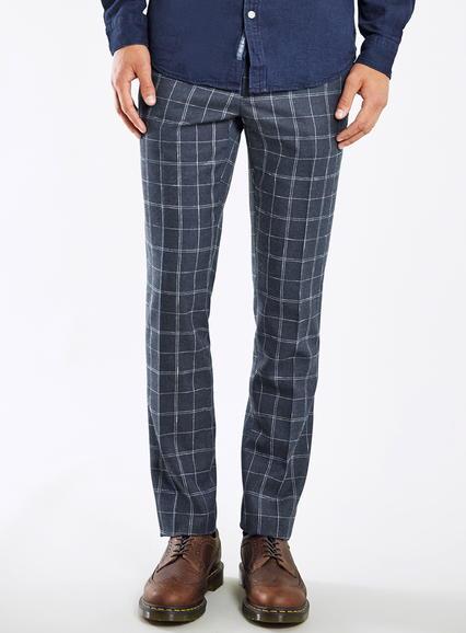 Topman Mens Blue Navy Window Check Skinny Fit Pants