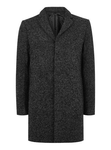 Topman Mens Grey Selected Homme Gray Wool Coat