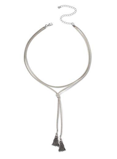 Topman Mens Grey Wrap Fabric Tassel Choker