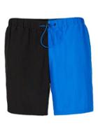 Topman Mens Multi Black And Blue Spliced Swim Shorts