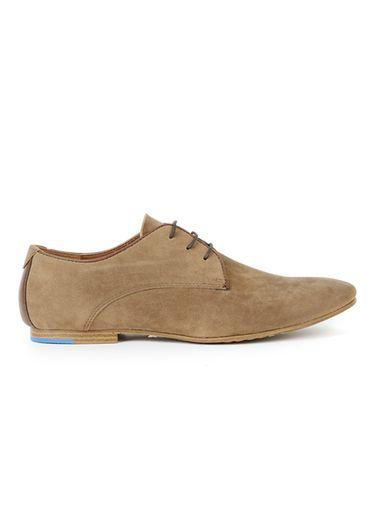 Topman Mens Brown Beige Faux Suede Derby Shoes