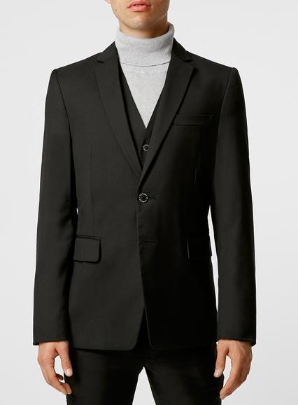 Topman Mens Rogues Of London Black Check House Blazer