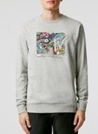 Topman Mens Grey Marl Mtv Print Sweatshirt